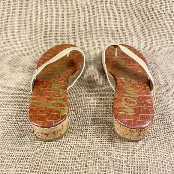 Sam Edelman sandals flip flop wedges beige size 9.5 - Picture 6 of 8